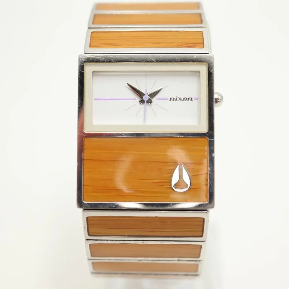 Nixon The Chalet 31mm Unisex Watch Bamboo Wood Steel 6.5
